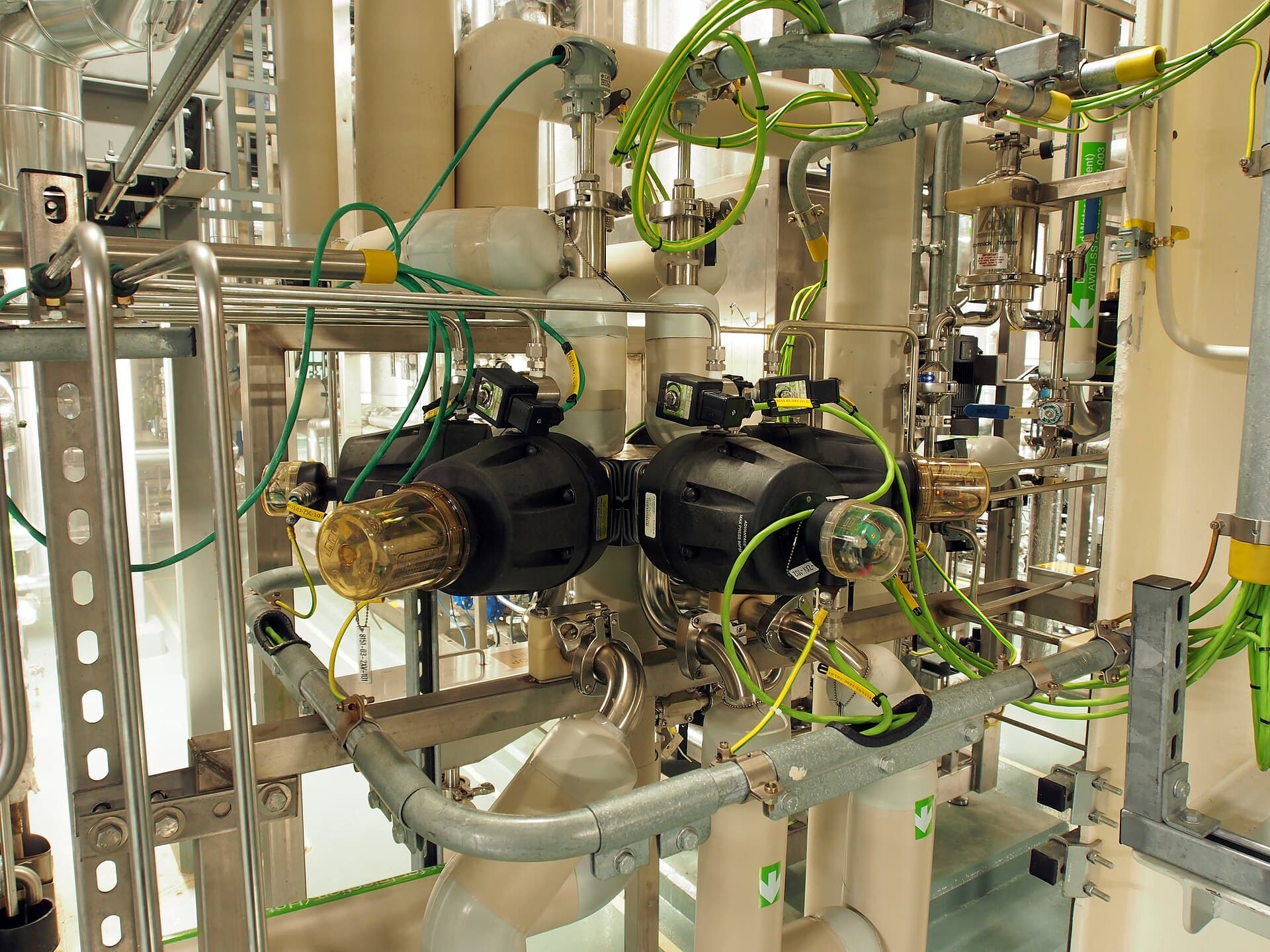Process piping with valve actuators in a processing facility